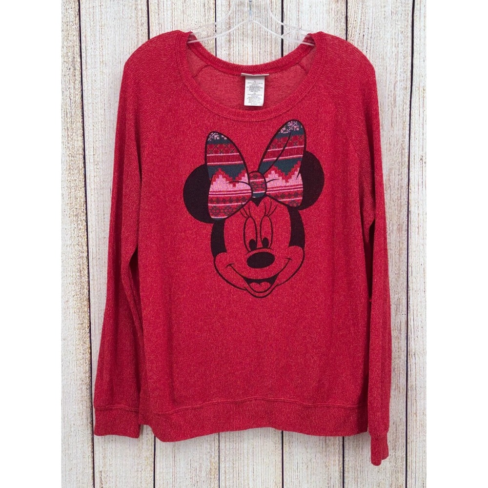 Disney Parks Sweater Authentic Original Women's Size XL Minnie Mouse‎ Bow Red